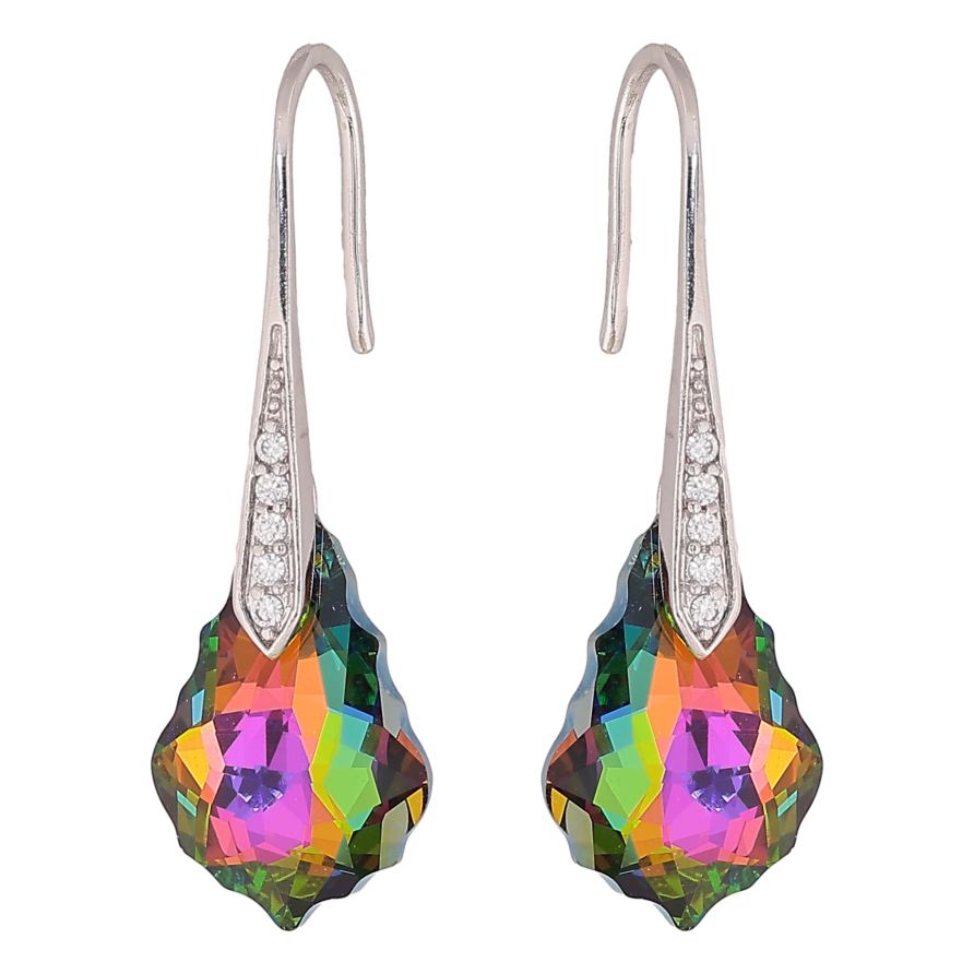Серьги Xuping цвет Родий с кристаллами Swarovski французский замок "Фигурный кристалл Vitrail Medium" фото №1 Серьги Xuping цвет Родий с кристаллами Swarovski французский замок "Фигурный кристалл Vitrail Medium" фото №1