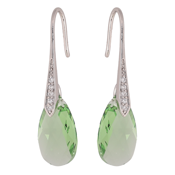 Серьги Xuping цвет Родий с кристаллами Swarovski французский замок "Грушевидные кристаллы Peridot" фото №22