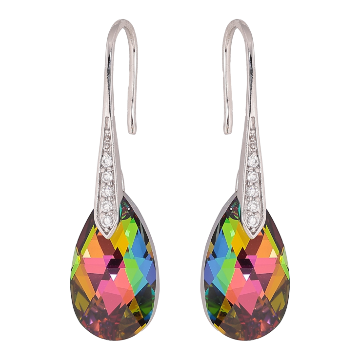 Серьги Xuping цвет Родий с кристаллами Swarovski французский замок "Грушевидные кристаллы Vitrail Medium" фото №21