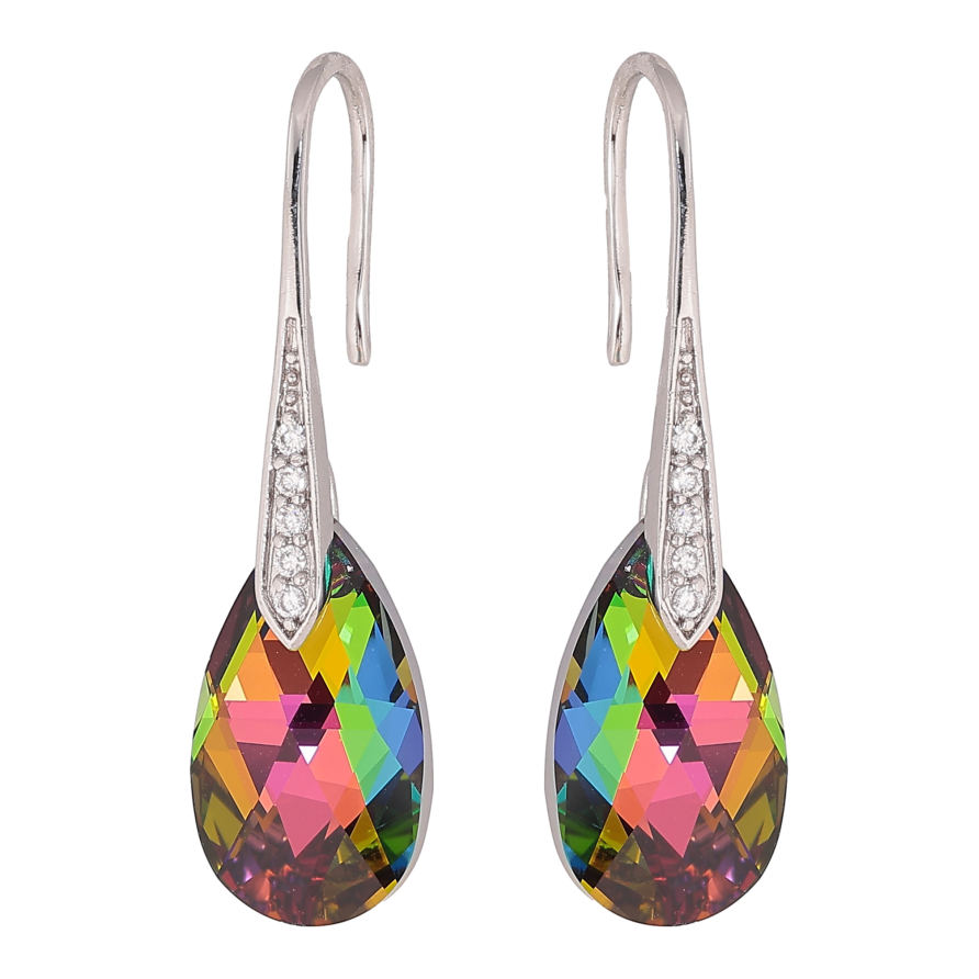 Серьги Xuping цвет Родий с кристаллами Swarovski французский замок "Грушевидные кристаллы Vitrail Medium" фото №1 Серьги Xuping цвет Родий с кристаллами Swarovski французский замок "Грушевидные кристаллы Vitrail Medium" фото №1