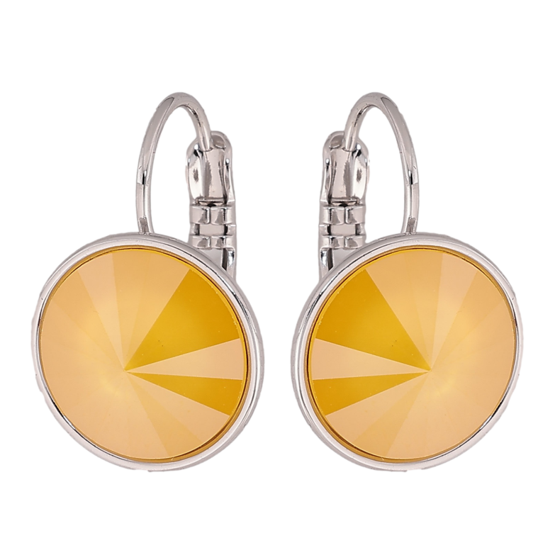 Серьги Xuping цвет Родий с кристаллами Swarovski французский замок "Кристалл Buttercup на дужке" ø 14мм фото №3 Серьги Xuping цвет Родий с кристаллами Swarovski французский замок "Кристалл Buttercup на дужке" ø 14мм фото №3