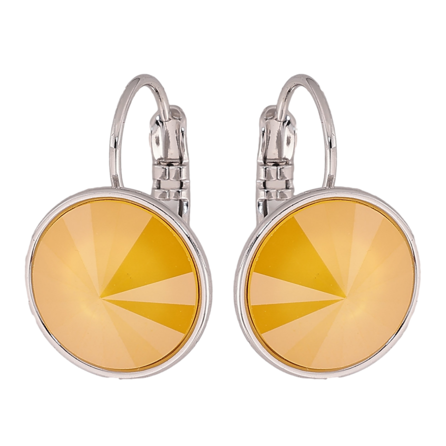 Серьги Xuping цвет Родий с кристаллами Swarovski французский замок "Кристалл Buttercup на дужке" ø 14мм фото №1 Серьги Xuping цвет Родий с кристаллами Swarovski французский замок "Кристалл Buttercup на дужке" ø 14мм фото №1
