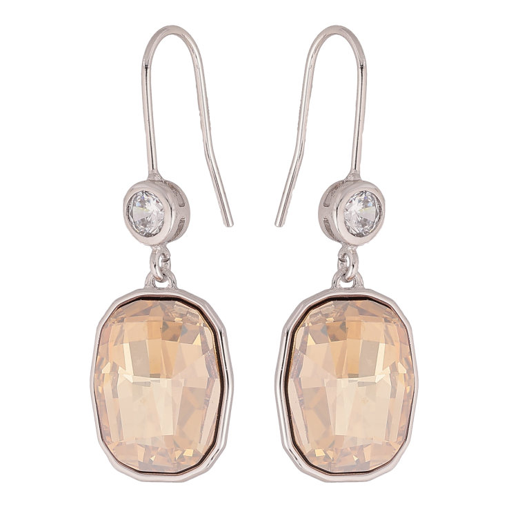 Серьги Xuping цвет Родий с кристаллами Swarovski французский замок "Кристалл Golden Shadow" фото №2