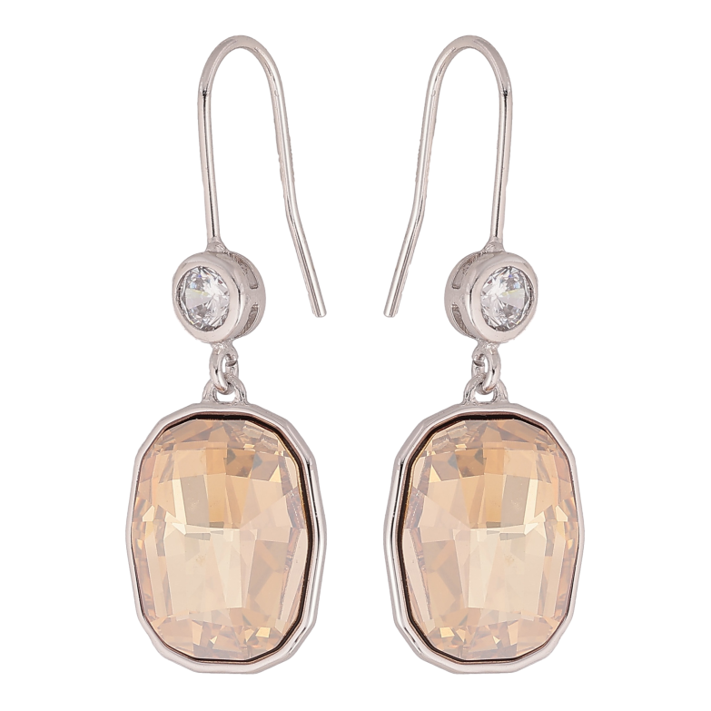 Сережки Xuping колір Родій з кристалами Swarovski французький замок "Кристал Golden Shadow" фото №10