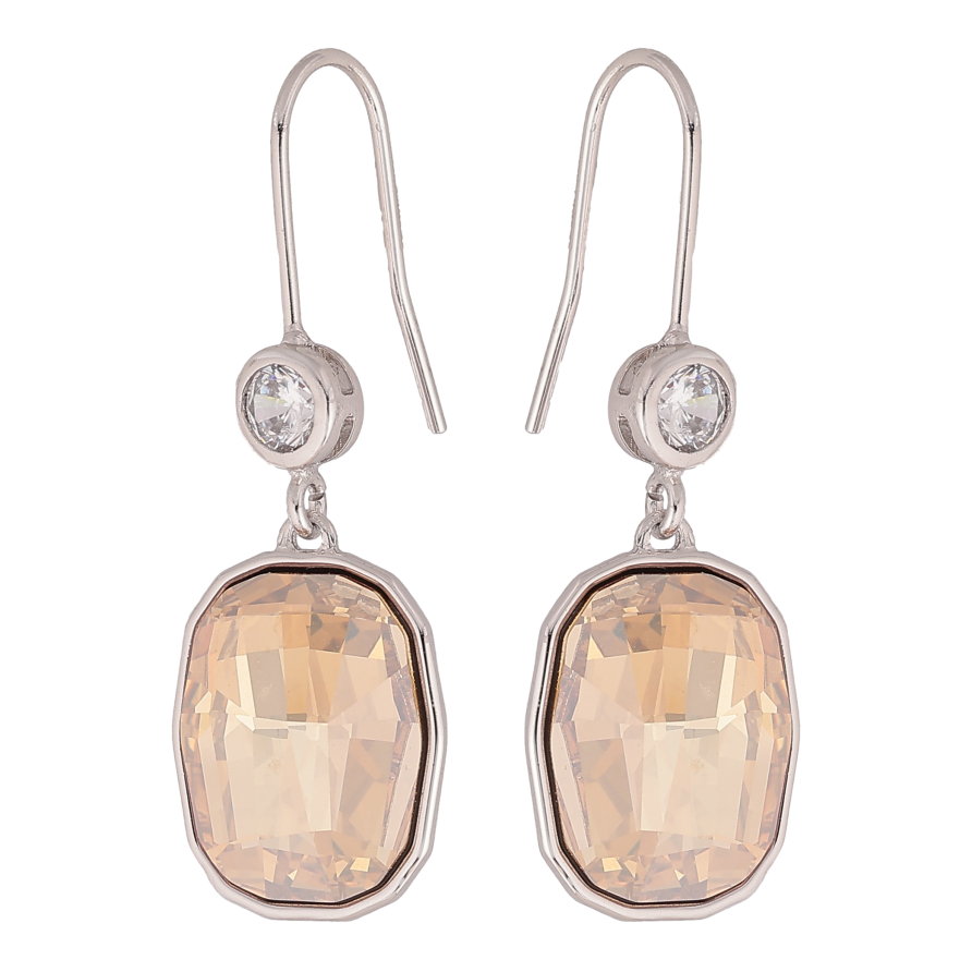 Сережки Xuping колір Родій з кристалами Swarovski французький замок "Кристал Golden Shadow" фото №1