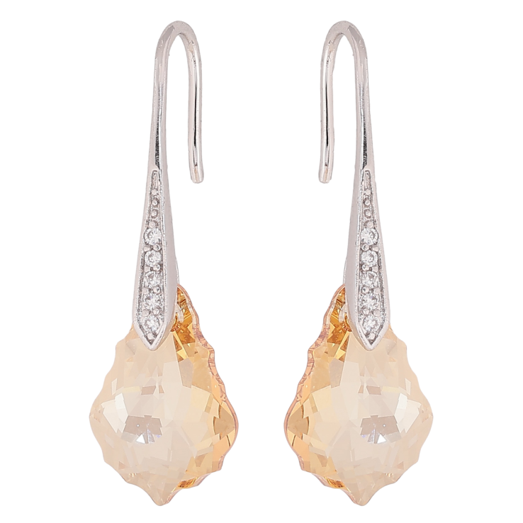 Серьги Xuping цвет Родий с кристаллами Swarovski французский замок "Кристалл Golden Shadow" фото №15