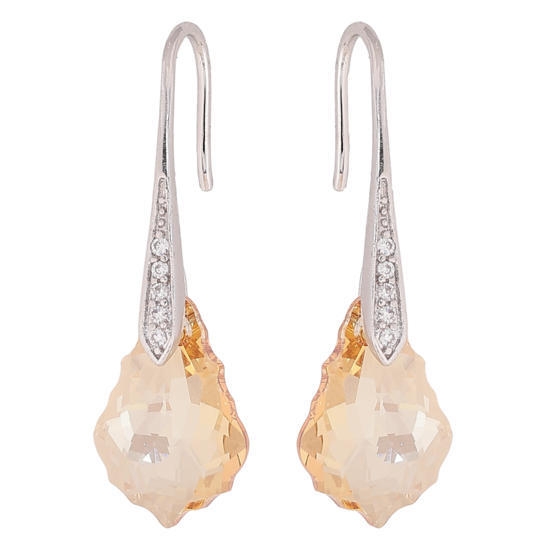 Серьги Xuping цвет Родий с кристаллами Swarovski французский замок "Кристалл Golden Shadow" фото №2 Серьги Xuping цвет Родий с кристаллами Swarovski французский замок "Кристалл Golden Shadow" фото №2