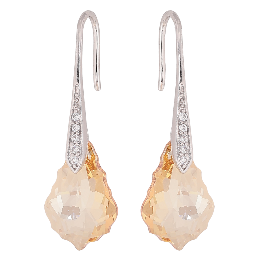 Серьги Xuping цвет Родий с кристаллами Swarovski французский замок "Кристалл Golden Shadow" фото №1 Серьги Xuping цвет Родий с кристаллами Swarovski французский замок "Кристалл Golden Shadow" фото №1