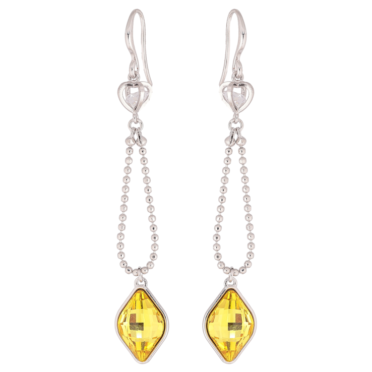 Серьги Xuping цвет Родий с кристаллами Swarovski французский замок "Кристалл Sunflower на цепочке" фото №16