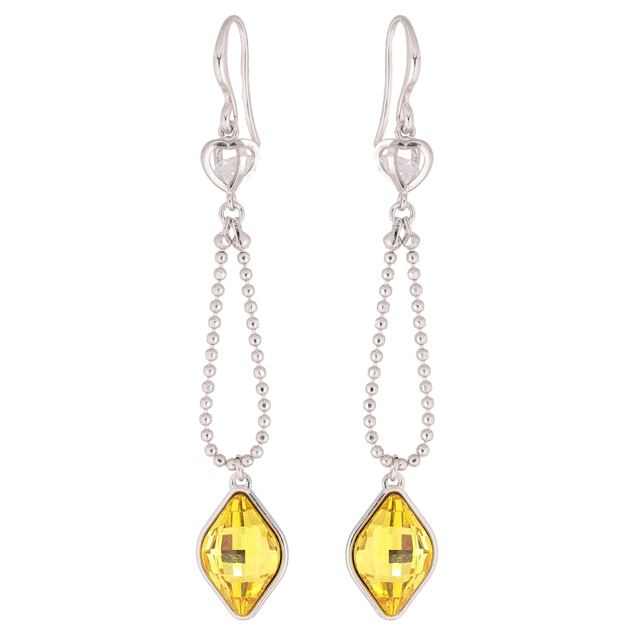Серьги Xuping цвет Родий с кристаллами Swarovski французский замок "Кристалл Sunflower на цепочке" фото №1 Серьги Xuping цвет Родий с кристаллами Swarovski французский замок "Кристалл Sunflower на цепочке" фото №1