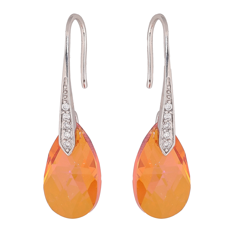 Сережки Xuping колір Родій з кристалами Swarovski французький замок "Кристальна крапелька Tangerine" фото №21