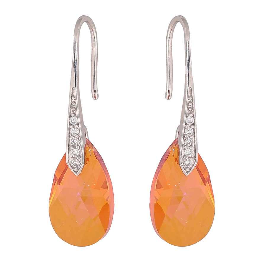 Серьги Xuping цвет Родий с кристаллами Swarovski французский замок "Кристальная капелька Tangerine" фото №1 Серьги Xuping цвет Родий с кристаллами Swarovski французский замок "Кристальная капелька Tangerine" фото №1
