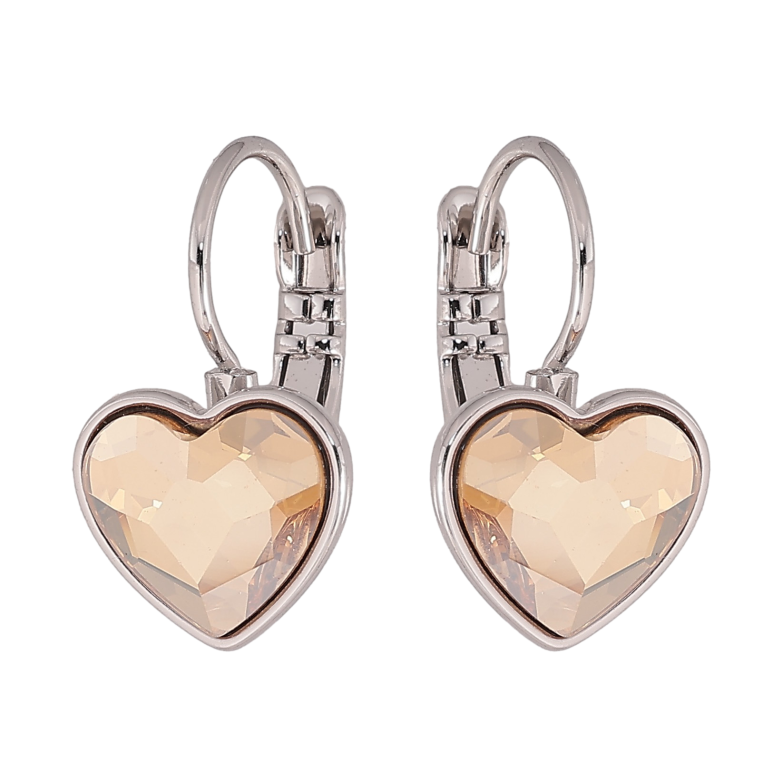 Сережки Xuping колір Родій з кристалами Swarovski французький замок "Кристальне серце Golden Shadow на дужці" фото №18