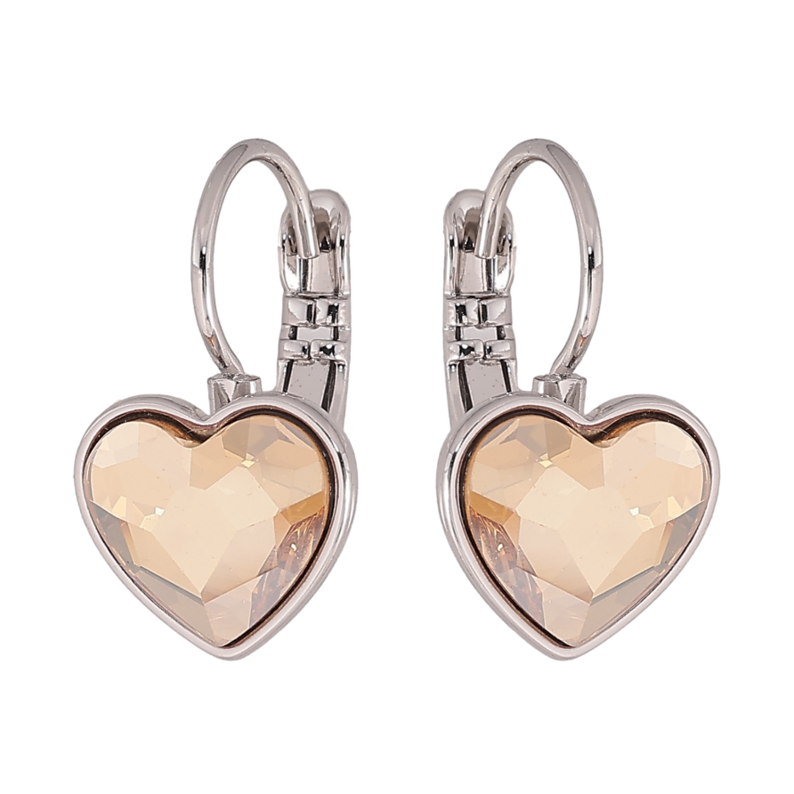 Серьги Xuping цвет Родий с кристаллами Swarovski французский замок "Кристальное сердечко Golden Shadow на дужке" фото №1 Серьги Xuping цвет Родий с кристаллами Swarovski французский замок "Кристальное сердечко Golden Shadow на дужке" фото №1