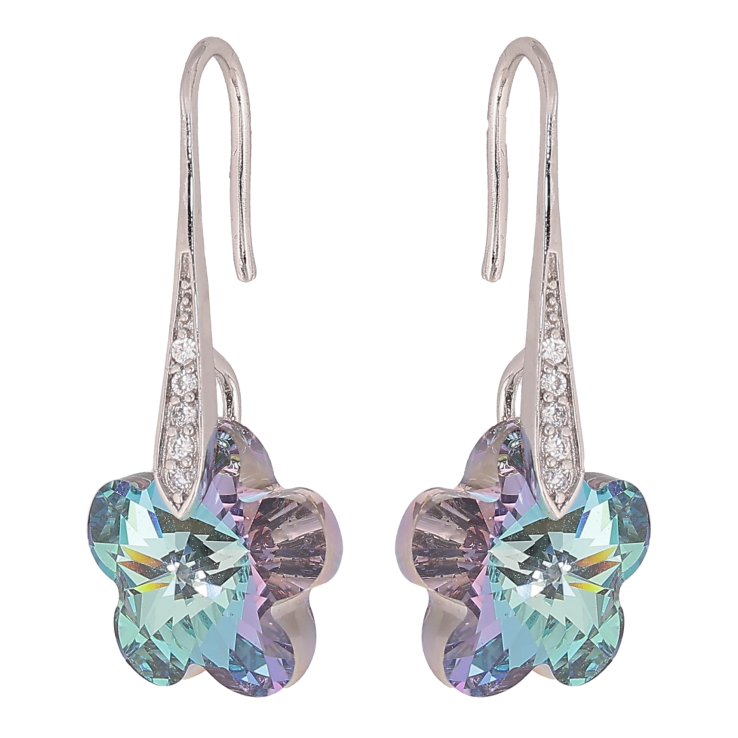 Серьги Xuping цвет Родий с кристаллами Swarovski французский замок "Кристальные цветочки Paradise Shine" фото №20