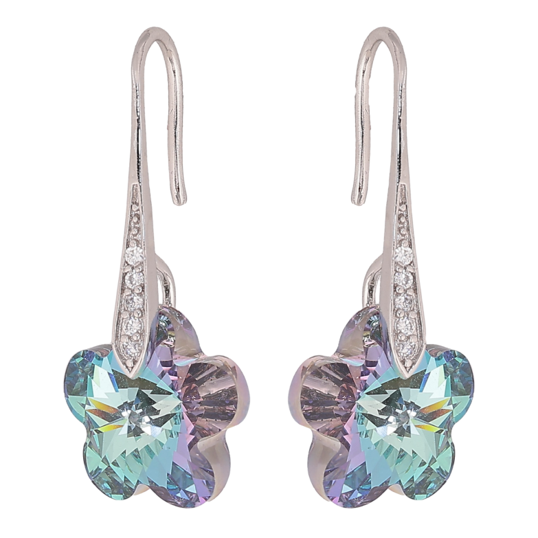 Сережки Xuping колір Родій з кристалами Swarovski французький замок "Кристальні квіточки Paradise Shine" фото №7 Сережки Xuping колір Родій з кристалами Swarovski французький замок "Кристальні квіточки Paradise Shine" фото №7