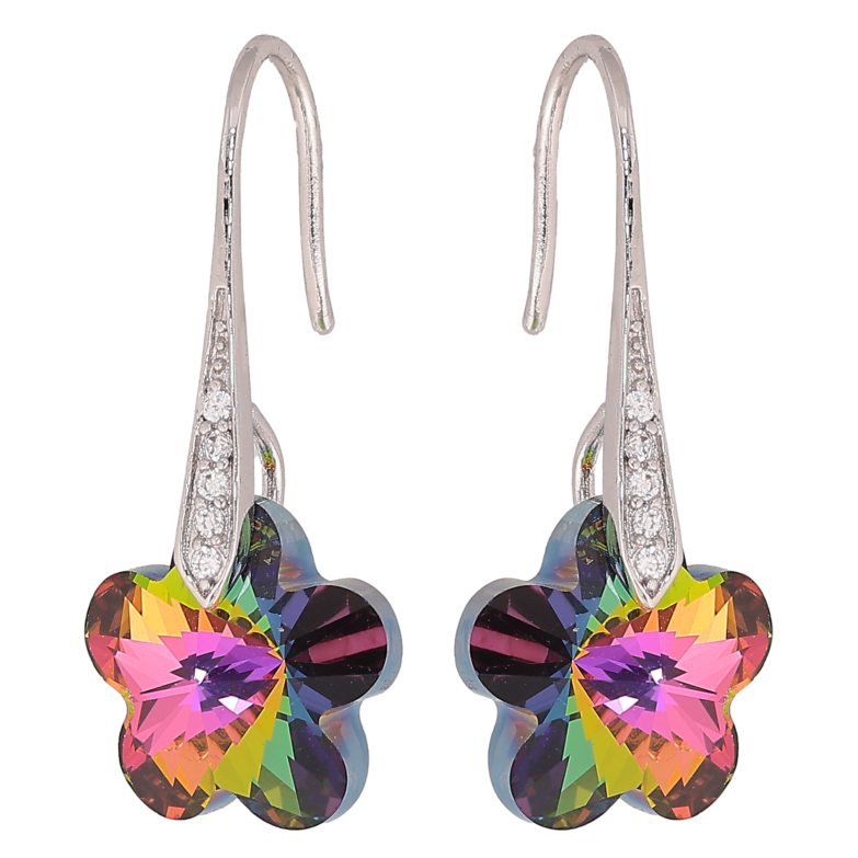 Серьги Xuping цвет Родий с кристаллами Swarovski французский замок "Кристальные цветочки Vitrail Medium" фото №1 Серьги Xuping цвет Родий с кристаллами Swarovski французский замок "Кристальные цветочки Vitrail Medium" фото №1