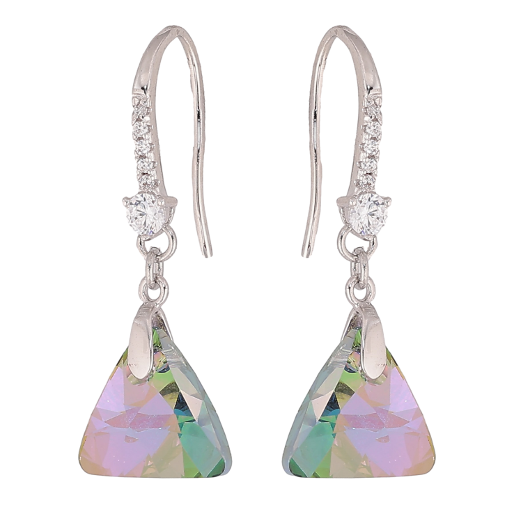 Серьги Xuping цвет Родий с кристаллами Swarovski французский замок "Кристальные треугольники Vitrail Light" фото №23