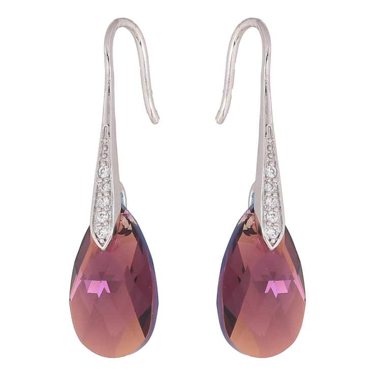 Серьги Xuping цвет Родий с кристаллами Swarovski французский замок "Кристаллы Burgundy" фото №19