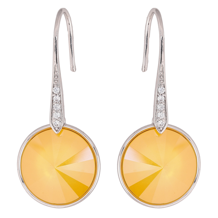 Серьги Xuping цвет Родий с кристаллами Swarovski французский замок "Кристаллы Buttercup" фото №5