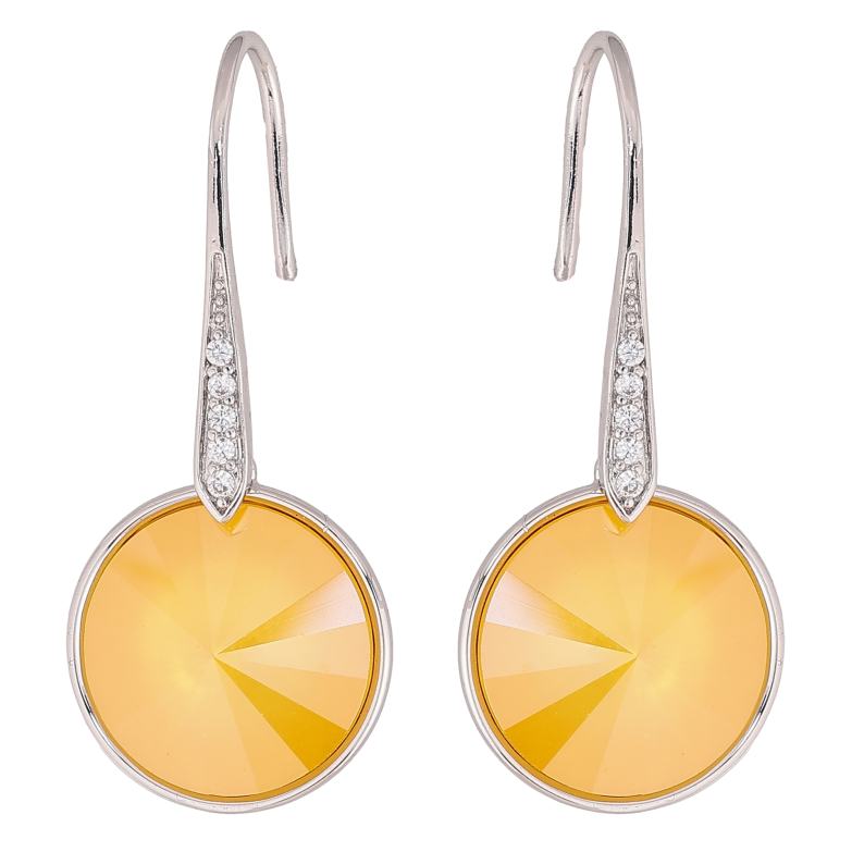 Серьги Xuping цвет Родий с кристаллами Swarovski французский замок "Кристаллы Buttercup" фото №5 Серьги Xuping цвет Родий с кристаллами Swarovski французский замок "Кристаллы Buttercup" фото №5
