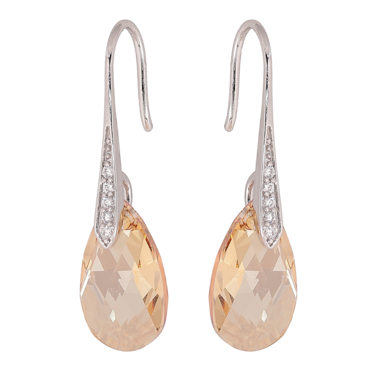 Серьги Xuping цвет Родий с кристаллами Swarovski французский замок "Кристаллы Golden Shadow" фото №20