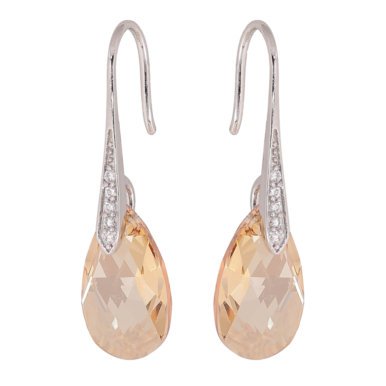 Сережки Xuping колір Родій з кристалами Swarovski французький замок «Кристали Golden Shadow» фото №4