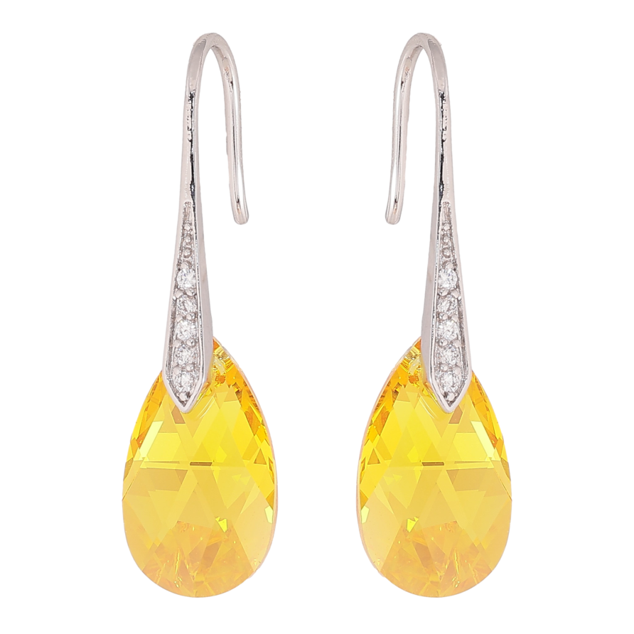 Серьги Xuping цвет Родий с кристаллами Swarovski французский замок "Кристаллы Sunflower" фото №1