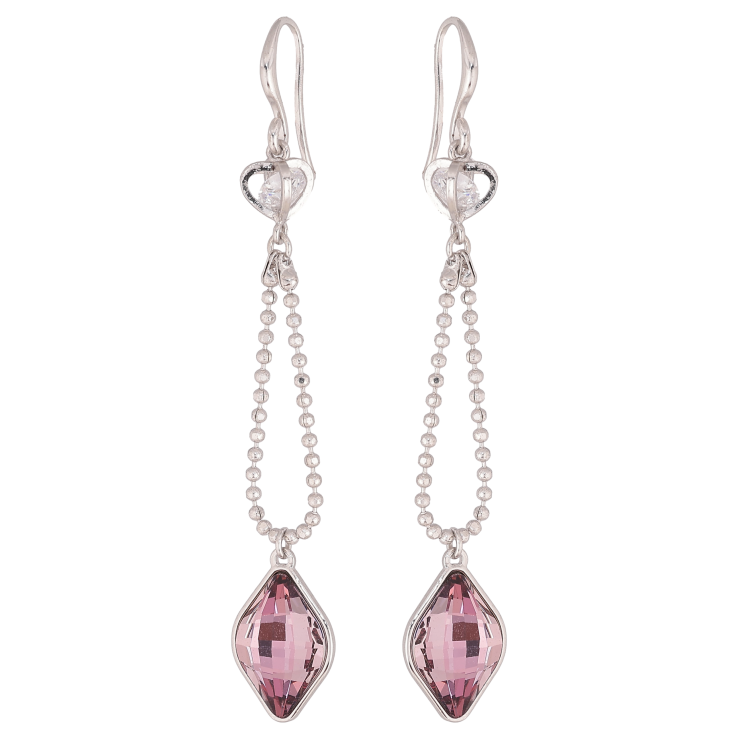 Серьги Xuping цвет Родий с кристаллами Swarovski французский замок "Цепочка с кристаллом Amethyst" фото №14