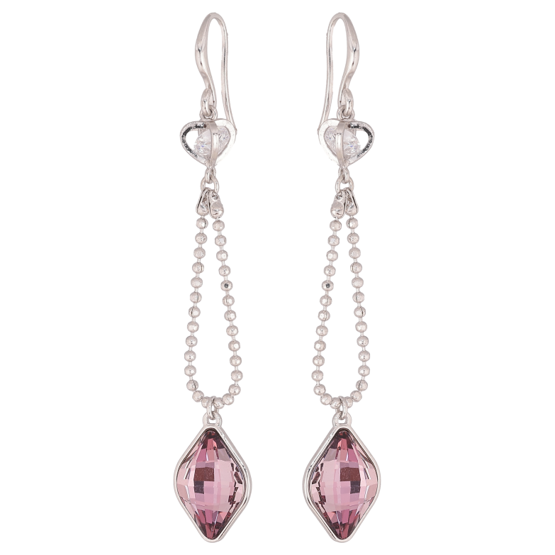 Сережки Xuping колір Родій з кристалами Swarovski французький замок "Ланцюжок з кристалом Amethyst" фото №22