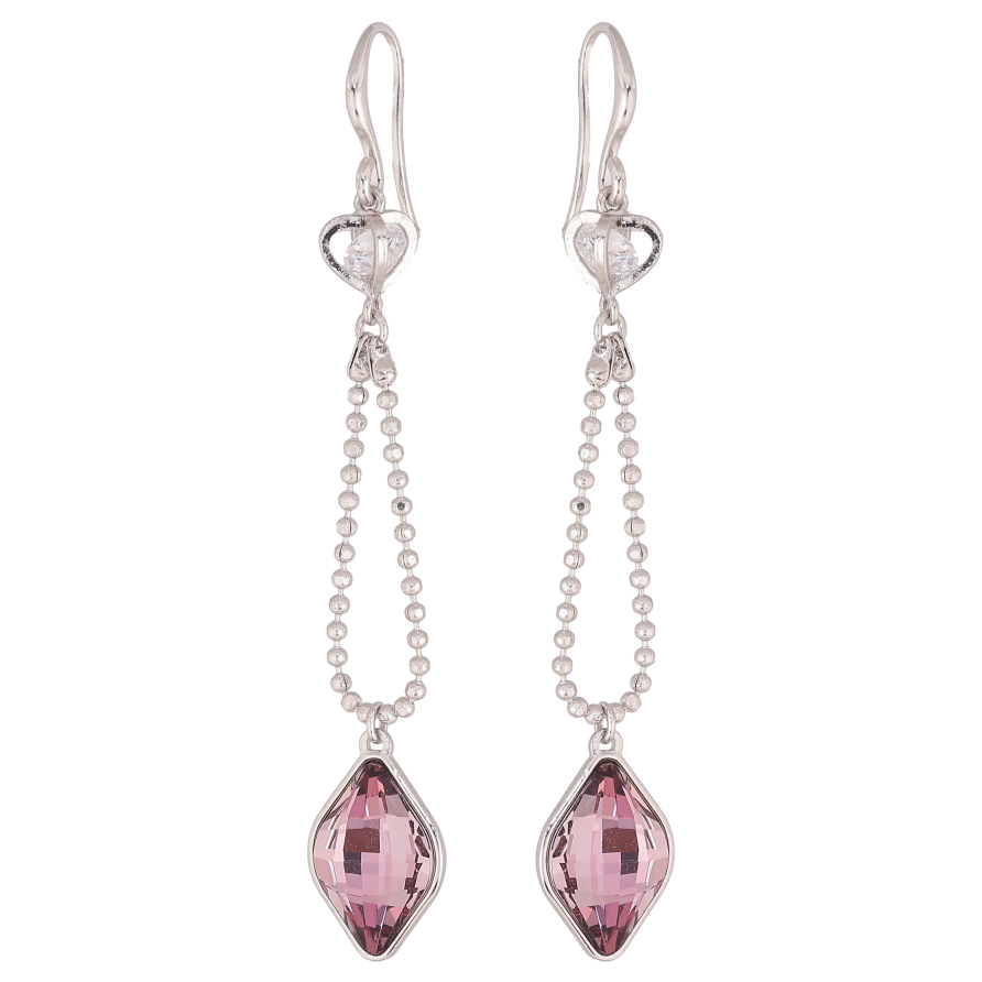 Серьги Xuping цвет Родий с кристаллами Swarovski французский замок "Цепочка с кристаллом Amethyst" фото №1 Серьги Xuping цвет Родий с кристаллами Swarovski французский замок "Цепочка с кристаллом Amethyst" фото №1