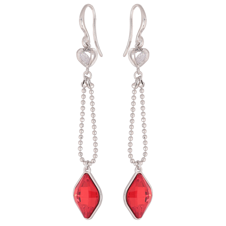 Серьги Xuping цвет Родий с кристаллами Swarovski французский замок "Цепочка с кристаллом Siam" фото №13