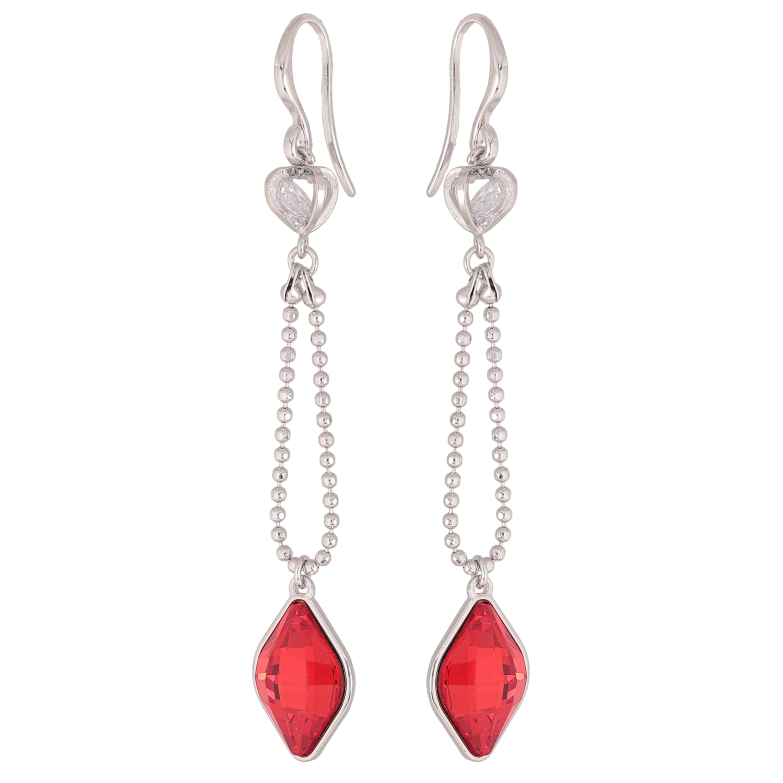 Сережки Xuping колір Родій з кристалами Swarovski французький замок «Ланцюжок з кристалом Siam» фото №12