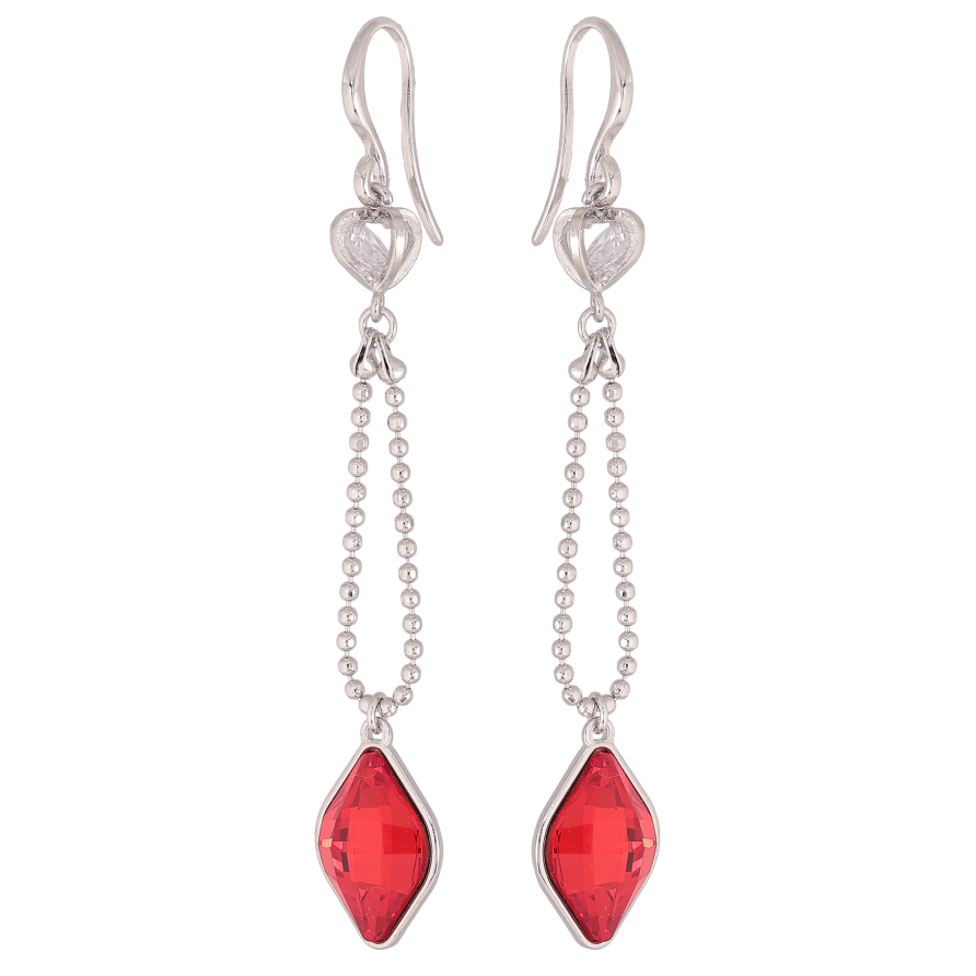 Серьги Xuping цвет Родий с кристаллами Swarovski французский замок "Цепочка с кристаллом Siam" фото №1 Серьги Xuping цвет Родий с кристаллами Swarovski французский замок "Цепочка с кристаллом Siam" фото №1