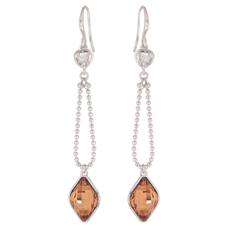 Серьги Xuping цвет Родий с кристаллами Swarovski французский замок "Цепочка с кристаллом Topaz" фото №15