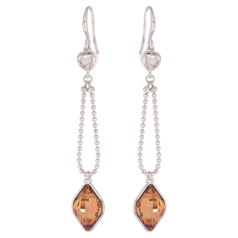 Серьги Xuping цвет Родий с кристаллами Swarovski французский замок "Цепочка с кристаллом Topaz" фото №1 Серьги Xuping цвет Родий с кристаллами Swarovski французский замок "Цепочка с кристаллом Topaz" фото №1