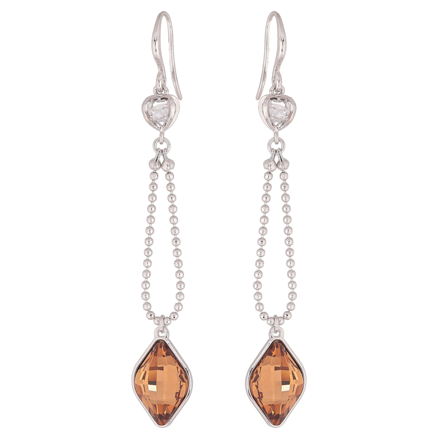 Серьги Xuping цвет Родий с кристаллами Swarovski французский замок "Цепочка с кристаллом Topaz" фото №1 Серьги Xuping цвет Родий с кристаллами Swarovski французский замок "Цепочка с кристаллом Topaz" фото №1