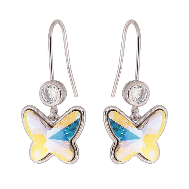 Серьги Xuping цвет Родий с кристаллами Swarovski французский замок "Бабочка кристалл АВ" фото №17