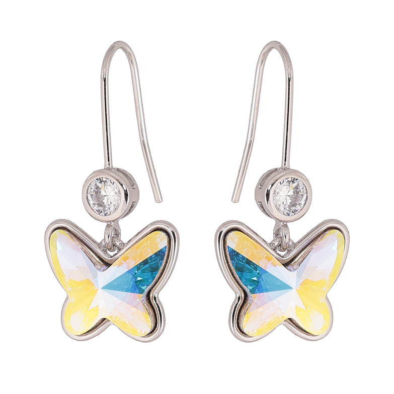 Сережки Xuping колір Родій з кристалами Swarovski французький замок «Метелик кристал АВ» фото №3 Сережки Xuping колір Родій з кристалами Swarovski французький замок «Метелик кристал АВ» фото №3