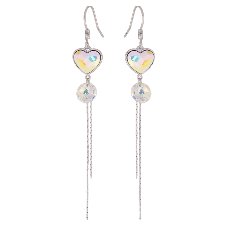 Серьги Xuping цвет Родий с кристаллами Swarovski французский замок "Романтические подвески с кристаллами АВ" фото №22