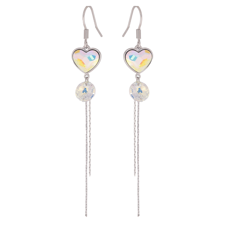 Сережки Xuping колір Родій з кристалами Swarovski французький замок "Романтичні підвіски з кристалами АВ" фото №5