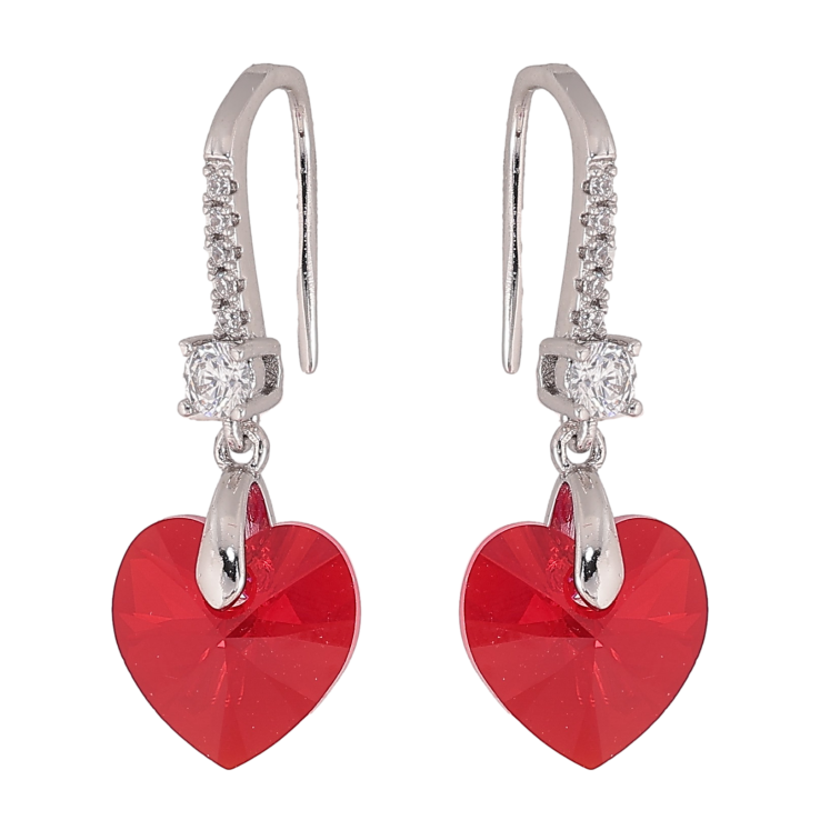 Сережки Xuping колір Родій з кристалами Swarovski французький замок "Серця Siam" фото №19 Сережки Xuping колір Родій з кристалами Swarovski французький замок "Серця Siam" фото №19
