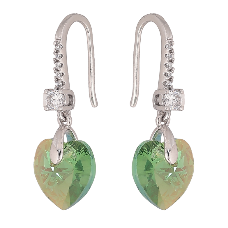 Сережки Xuping колір Родій з кристалами Swarovski французький замок "Серця Peridot" фото №7
