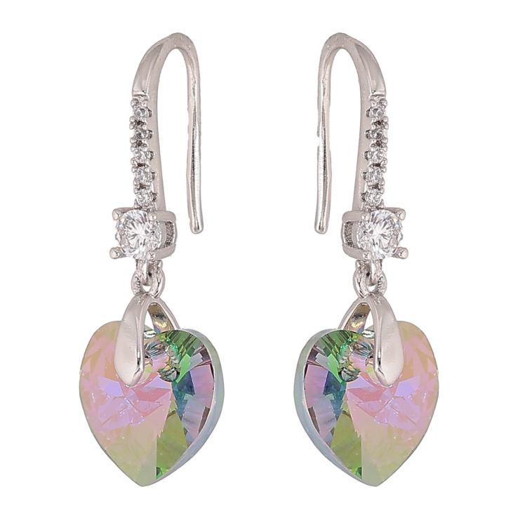Серьги Xuping цвет Родий с кристаллами Swarovski французский замок "Сердца Vitrail Light" фото №8