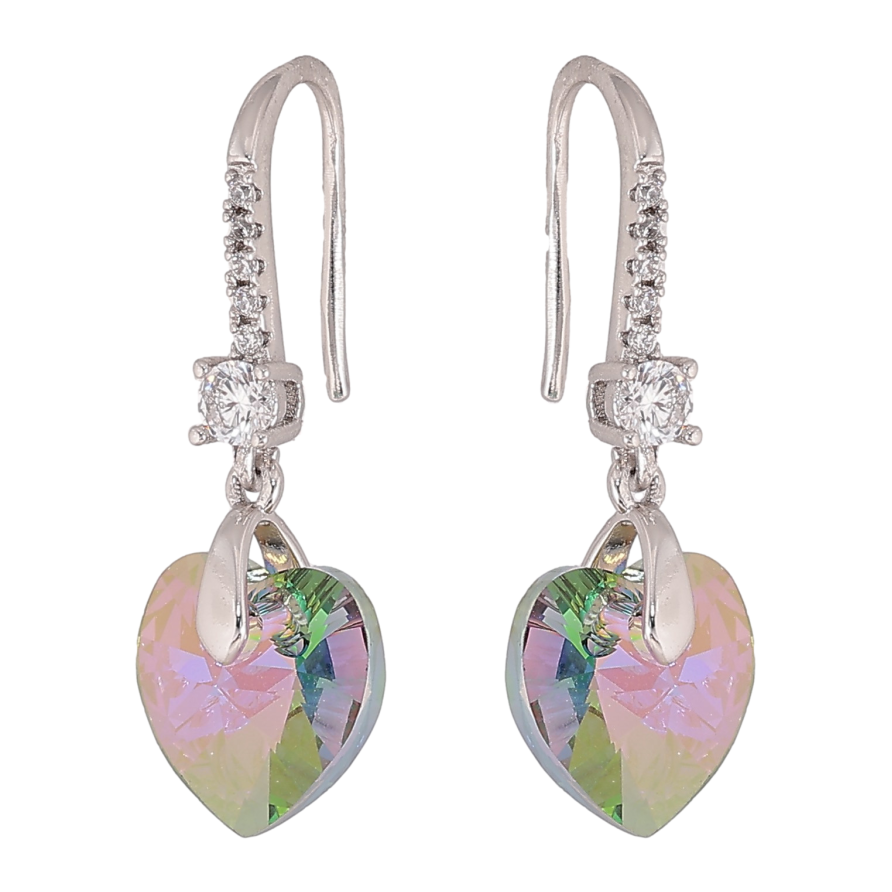 Серьги Xuping цвет Родий с кристаллами Swarovski французский замок "Сердца Vitrail Light" фото №1 Серьги Xuping цвет Родий с кристаллами Swarovski французский замок "Сердца Vitrail Light" фото №1