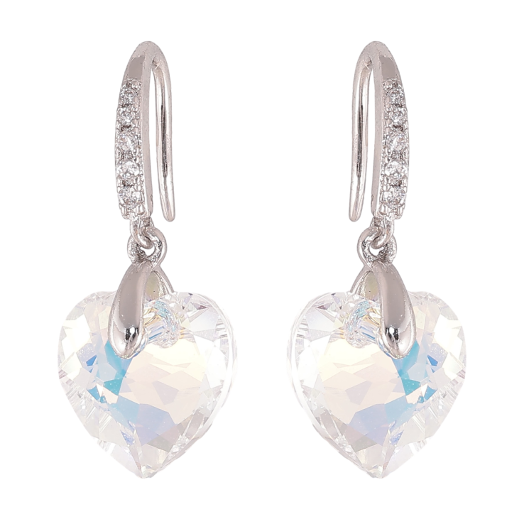 Серьги Xuping цвет Родий с кристаллами Swarovski французский замок "Кристальные сердечки Shimmer" фото №6 Серьги Xuping цвет Родий с кристаллами Swarovski французский замок "Кристальные сердечки Shimmer" фото №6