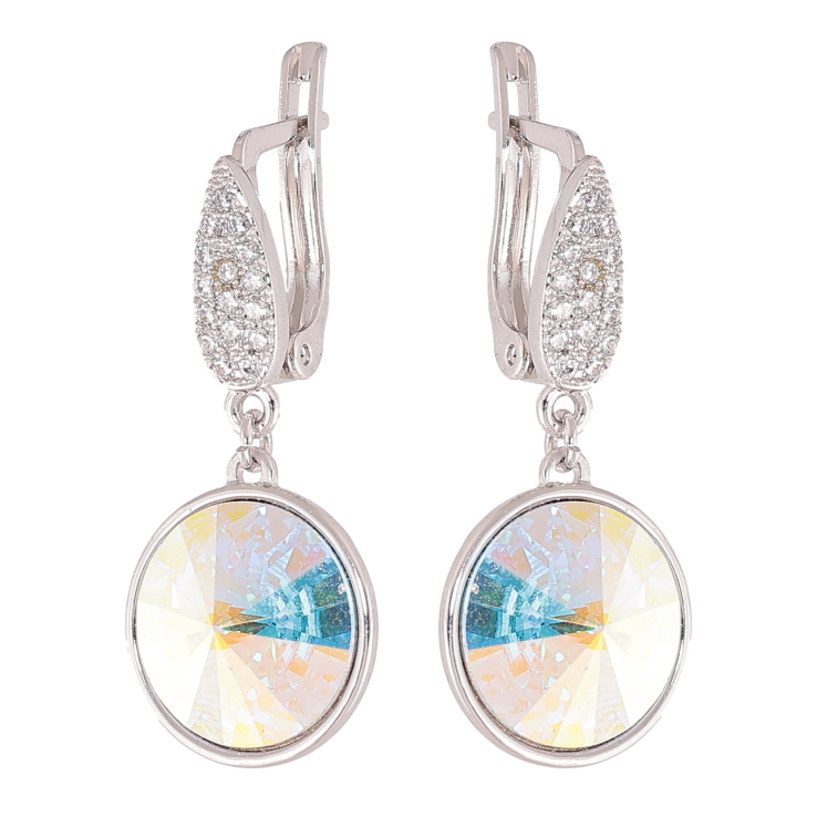 Серьги Xuping цвет Родий с кристаллами Swarovski английский замок "Кристаллы АВ" фото №2 Серьги Xuping цвет Родий с кристаллами Swarovski английский замок "Кристаллы АВ" фото №2