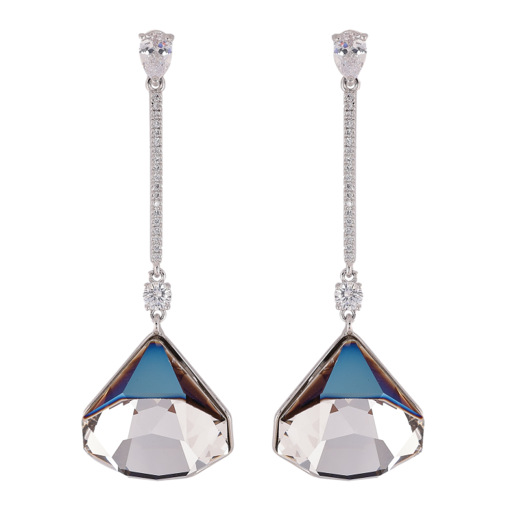 Сережки Xuping колір Родій з кристалами Swarovski пусети "Підвіски з кристалами Bermuda Blue" фото №5