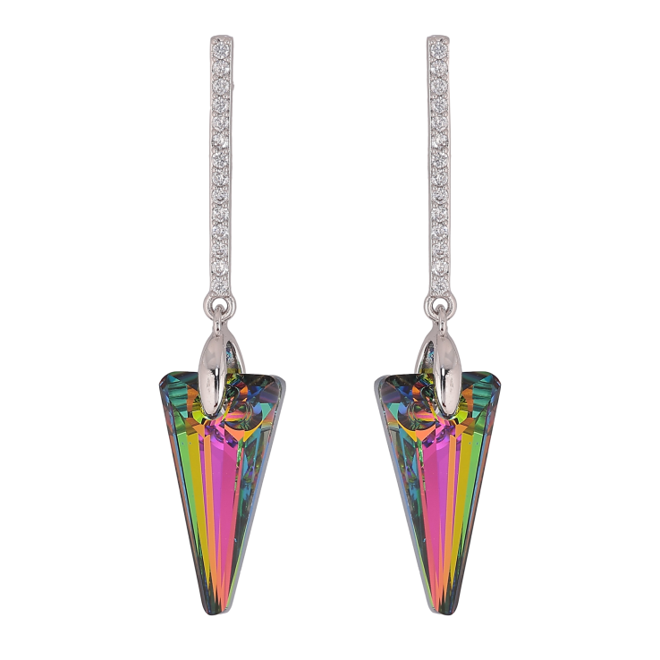 Сережки Xuping колір Родій з кристалами Swarovski пусети «Доріжки з кристалами Vitrail Medium» фото №11