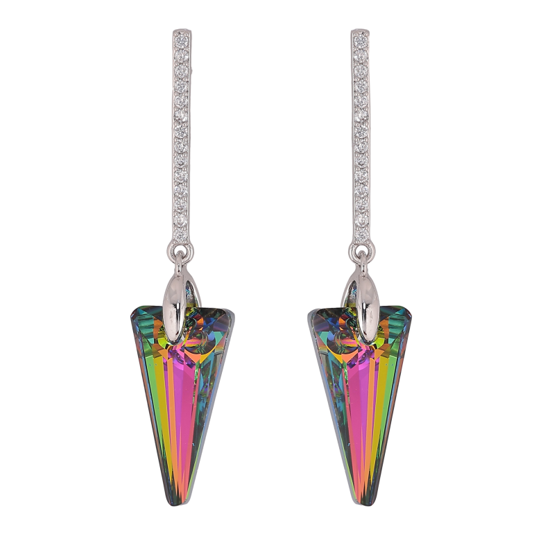 Сережки Xuping колір Родій з кристалами Swarovski пусети «Доріжки з кристалами Vitrail Medium» фото №4 Сережки Xuping колір Родій з кристалами Swarovski пусети «Доріжки з кристалами Vitrail Medium» фото №4